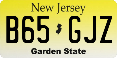 NJ license plate B65GJZ