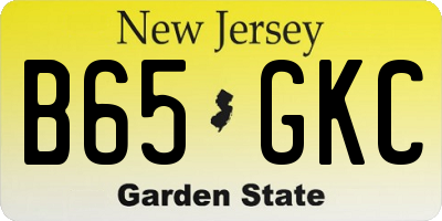 NJ license plate B65GKC