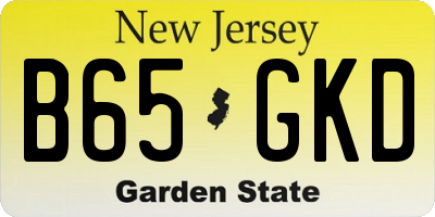 NJ license plate B65GKD