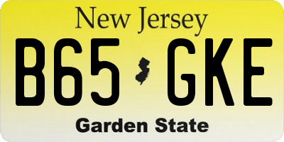 NJ license plate B65GKE