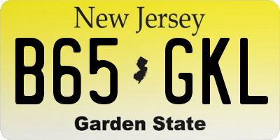 NJ license plate B65GKL