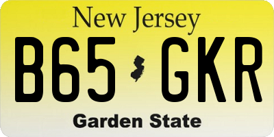 NJ license plate B65GKR