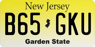 NJ license plate B65GKU