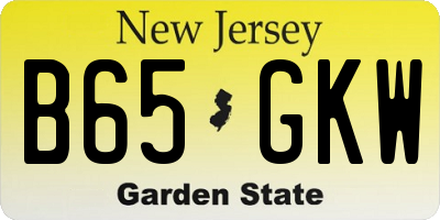 NJ license plate B65GKW