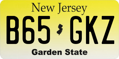 NJ license plate B65GKZ