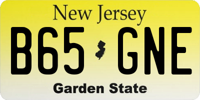 NJ license plate B65GNE