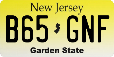 NJ license plate B65GNF