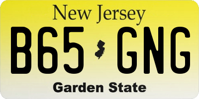 NJ license plate B65GNG