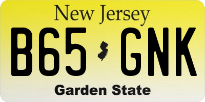 NJ license plate B65GNK