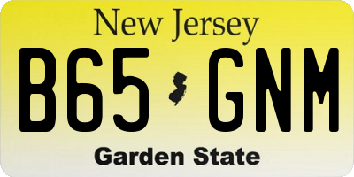 NJ license plate B65GNM