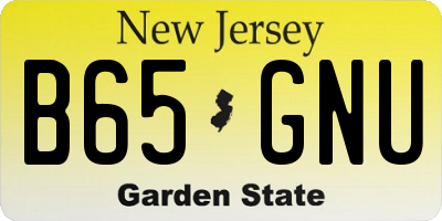 NJ license plate B65GNU