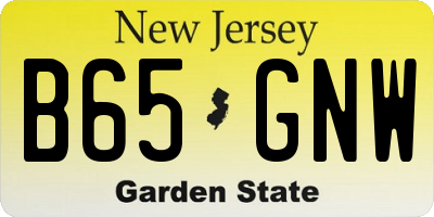 NJ license plate B65GNW