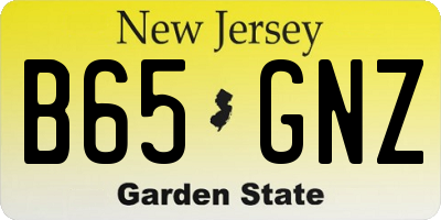 NJ license plate B65GNZ