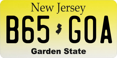 NJ license plate B65GOA