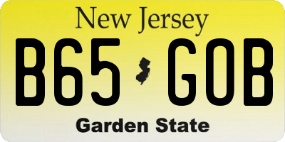 NJ license plate B65GOB