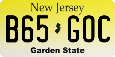NJ license plate B65GOC
