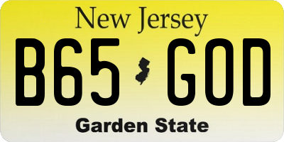 NJ license plate B65GOD