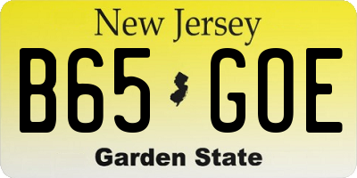 NJ license plate B65GOE