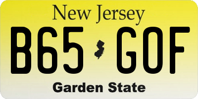 NJ license plate B65GOF