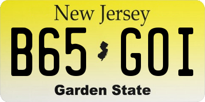 NJ license plate B65GOI