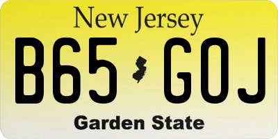 NJ license plate B65GOJ