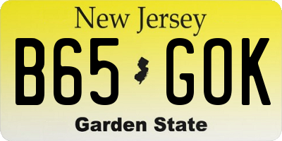 NJ license plate B65GOK