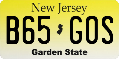 NJ license plate B65GOS