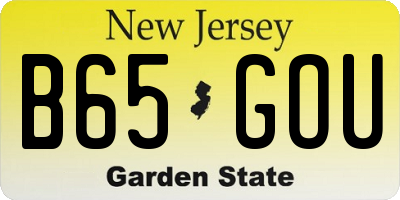 NJ license plate B65GOU