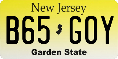 NJ license plate B65GOY