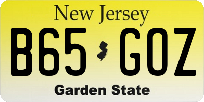 NJ license plate B65GOZ