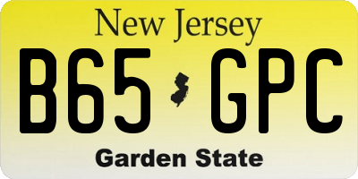 NJ license plate B65GPC