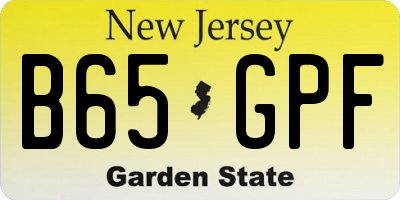 NJ license plate B65GPF