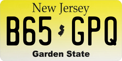 NJ license plate B65GPQ