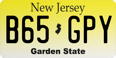 NJ license plate B65GPY