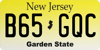 NJ license plate B65GQC
