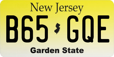 NJ license plate B65GQE