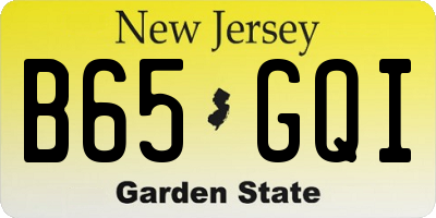 NJ license plate B65GQI