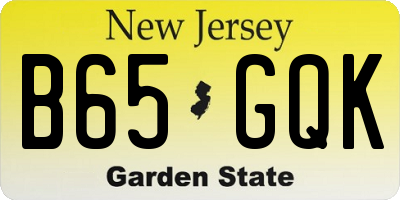 NJ license plate B65GQK