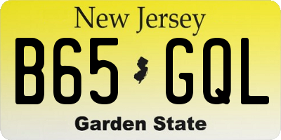 NJ license plate B65GQL