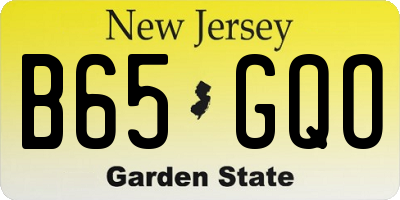 NJ license plate B65GQO