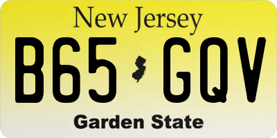 NJ license plate B65GQV