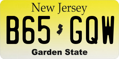 NJ license plate B65GQW