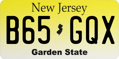 NJ license plate B65GQX