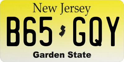 NJ license plate B65GQY