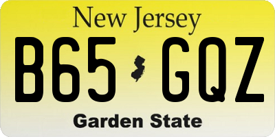 NJ license plate B65GQZ