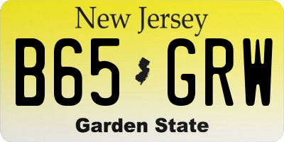 NJ license plate B65GRW