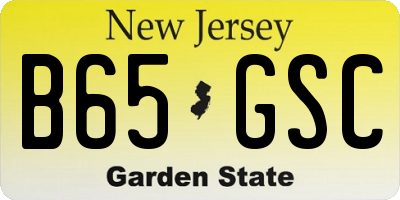 NJ license plate B65GSC