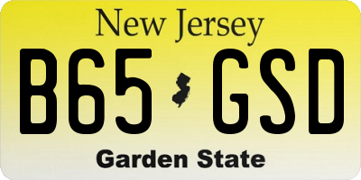 NJ license plate B65GSD