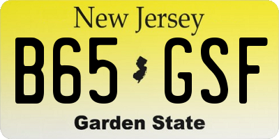 NJ license plate B65GSF