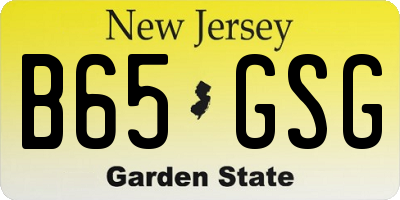 NJ license plate B65GSG